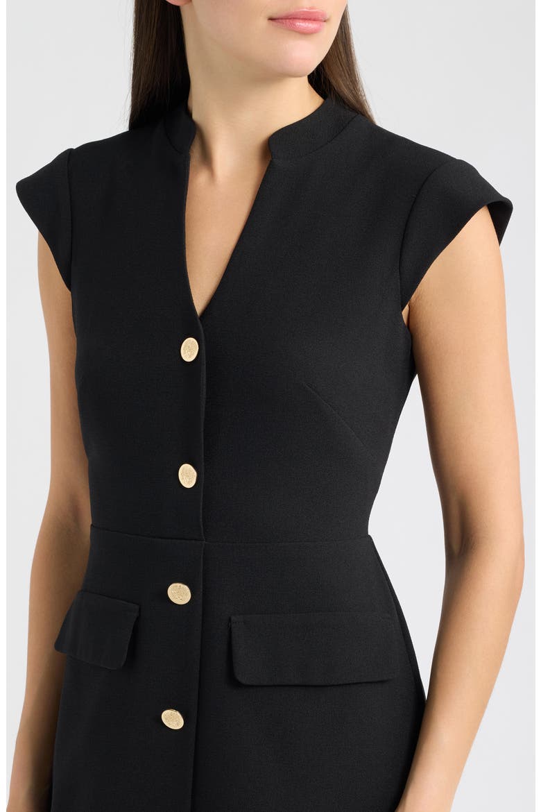 Signature Stretch Crepe Dress, Alternate, color, BLACK