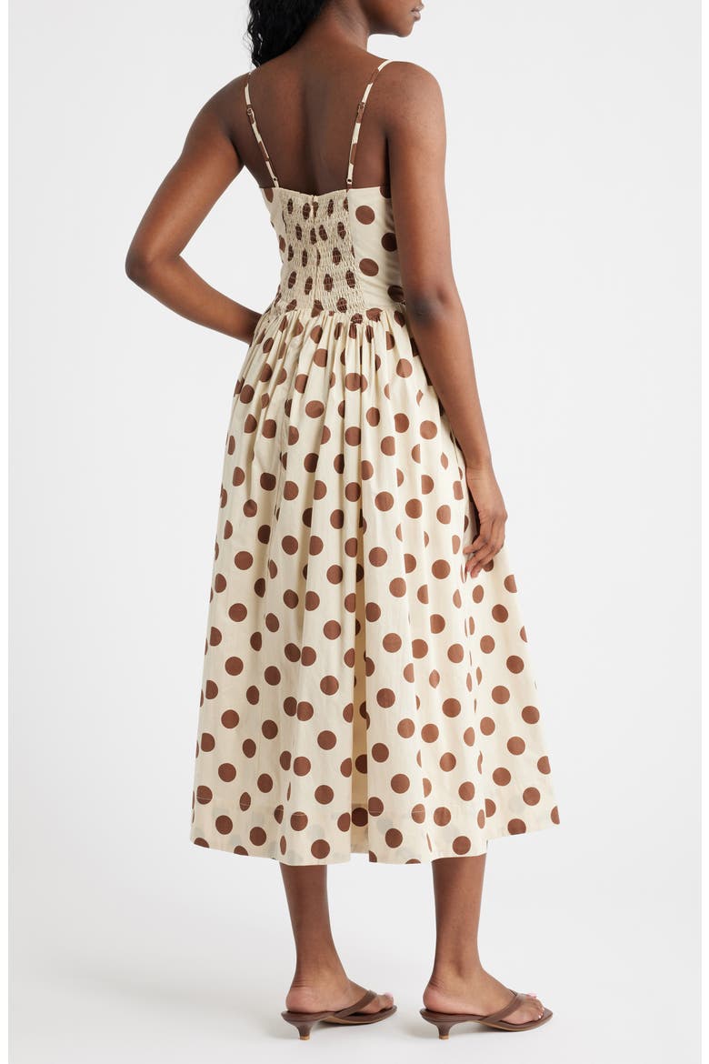 Everly Dot Sleeveless Midi Dress, Alternate, color, CREAM BROWN