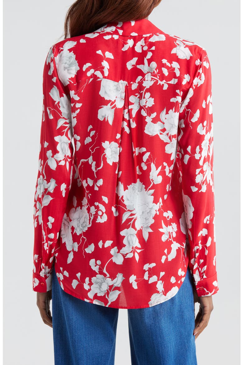 Holly Floral Print Button-Up Shirt, Alternate, color, RED/ IVORY IKEBANA