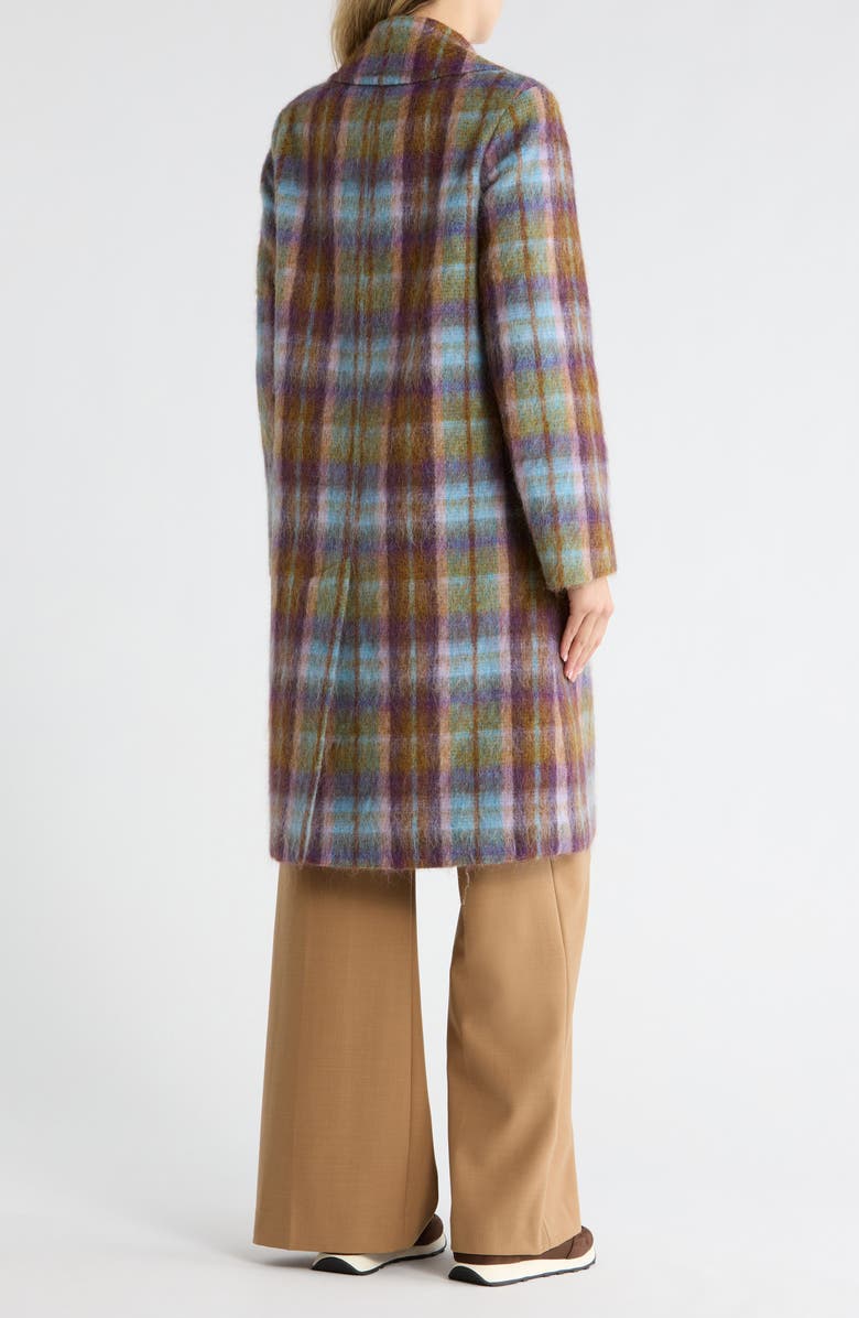 Fleurette Boxy Plaid Double Breasted Coat, Alternate, color, Violet