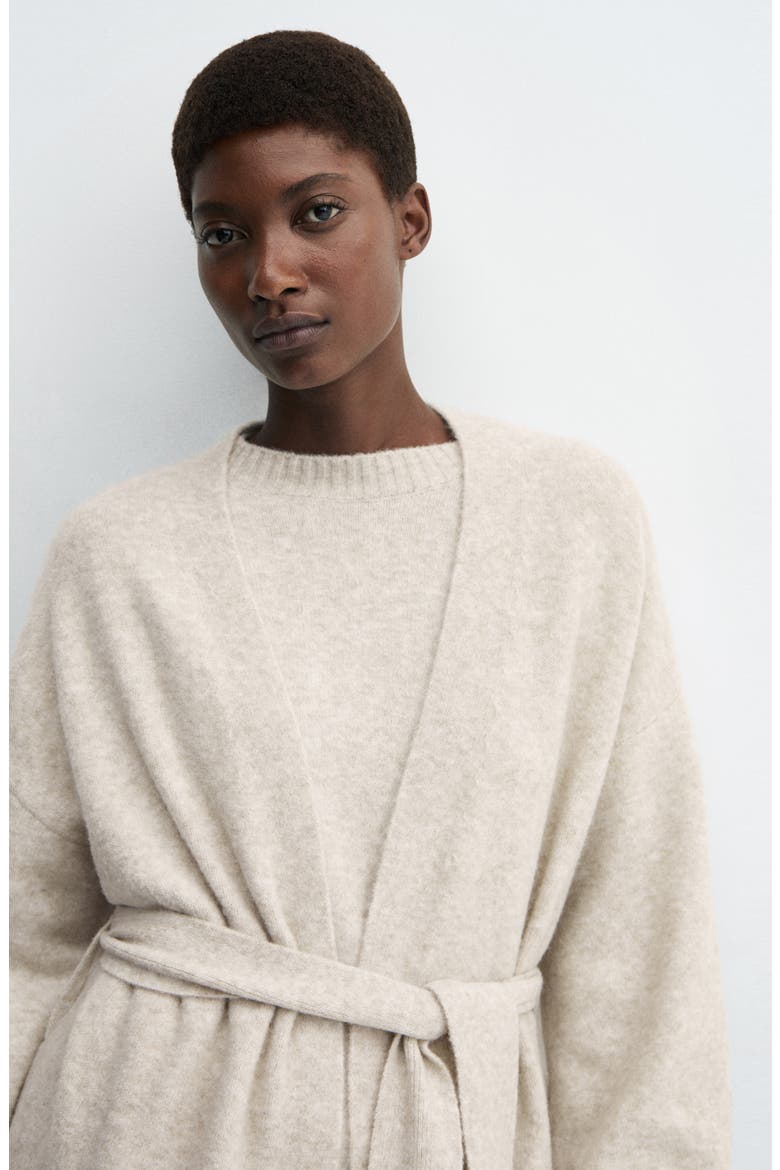 Longline Tie Belt Cardigan, Alternate, color, LIGHT BEIGE