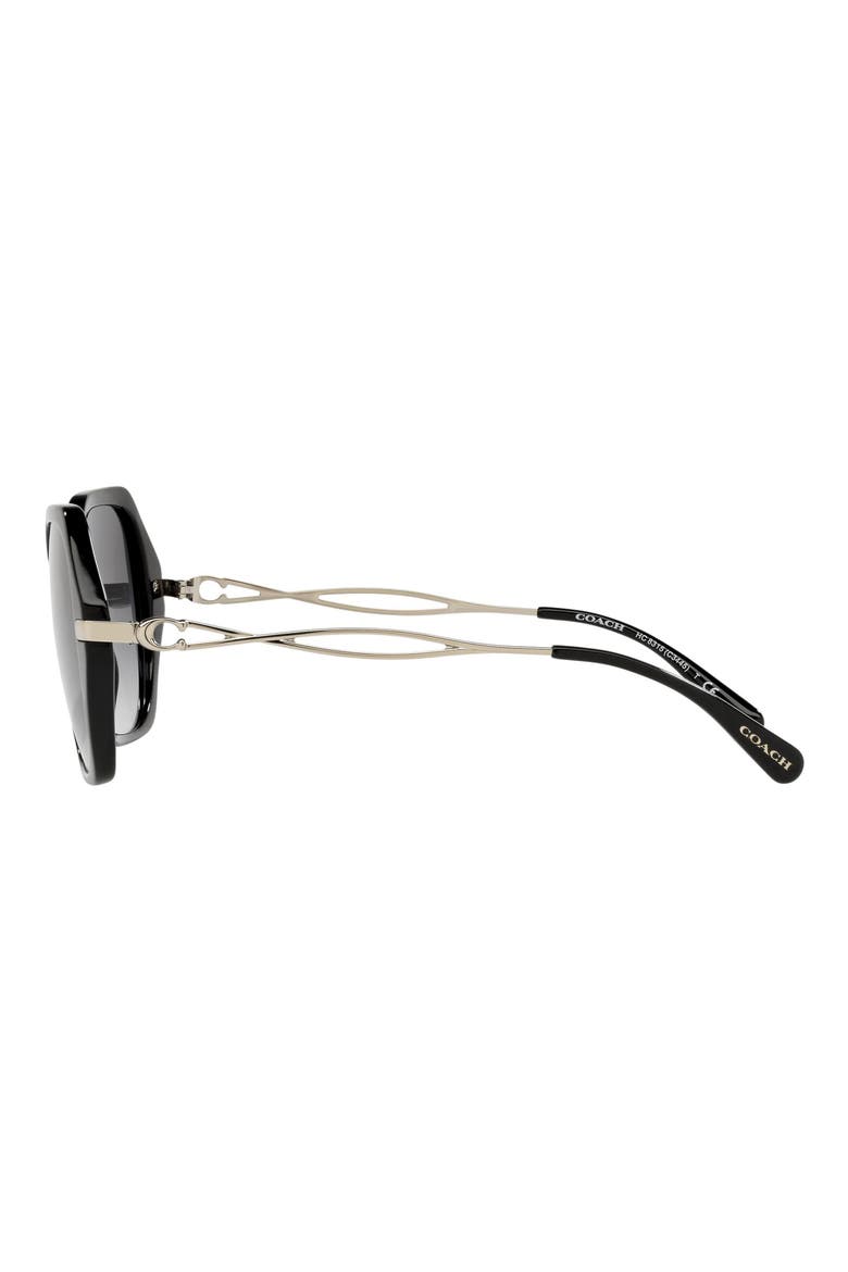 57mm Gradient Hexagonal Sunglasses, Alternate, color, BLACK