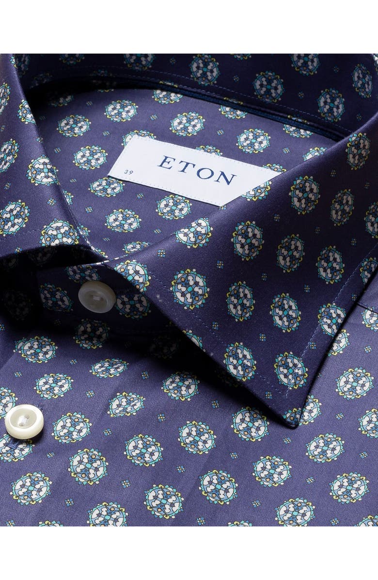Eton Slim Fit Medallion Print Cotton Dress Shirt, Alternate, color, 