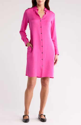 Theory Modern Long Sleeve Silk Shirtdress