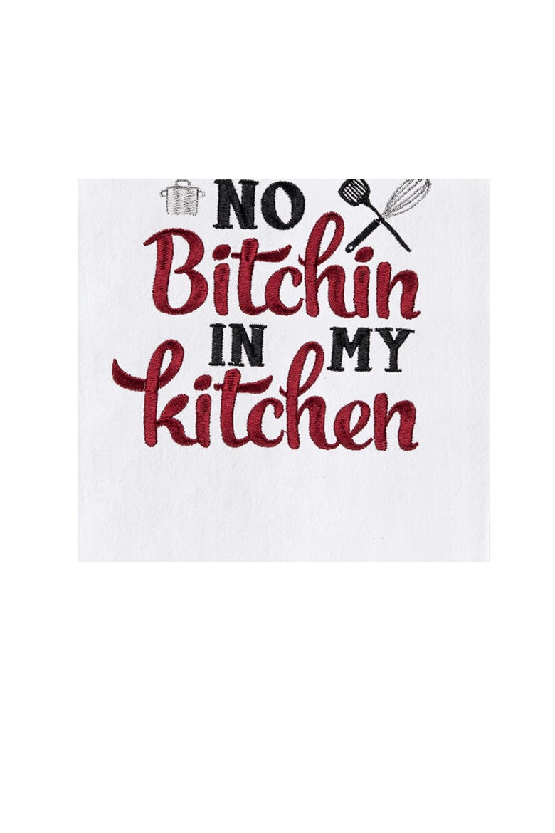 "No Bitchin In My Kitchen" Flour Sack Dishtowel, Alternate, color, Black