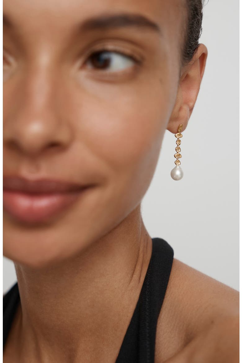 Capri Freshwater Pearl Drop Earrings, Alternate, color, 18K GOLD VERMEIL / PEARL