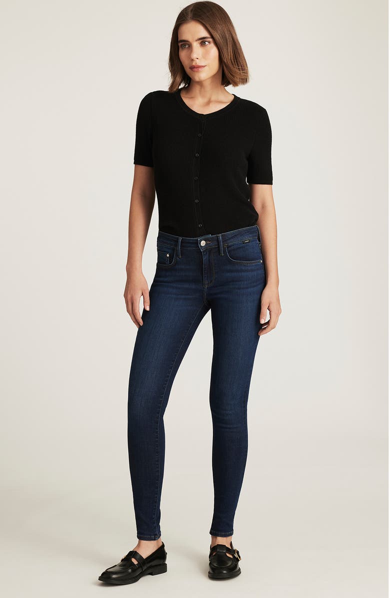 Mavi Jeans Adriana Mid Rise Skinny Jeans, Alternate, color, Dark Supersoft