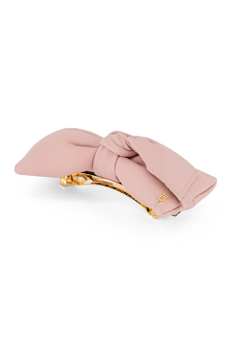 Leather bow barette, Alternate, color, pink