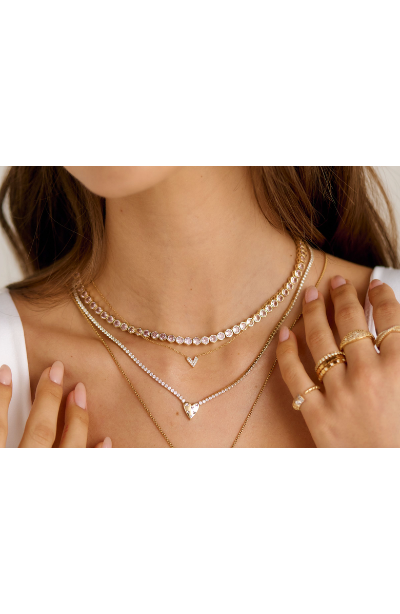 Mazin Jewels Pink Bezel Tennis Necklace, Alternate, color,