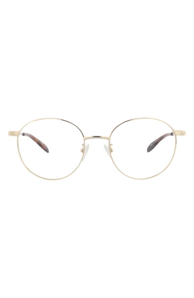 McQueen 52mm Round Optical Glasses, Main, color, Gold Gold Transparent