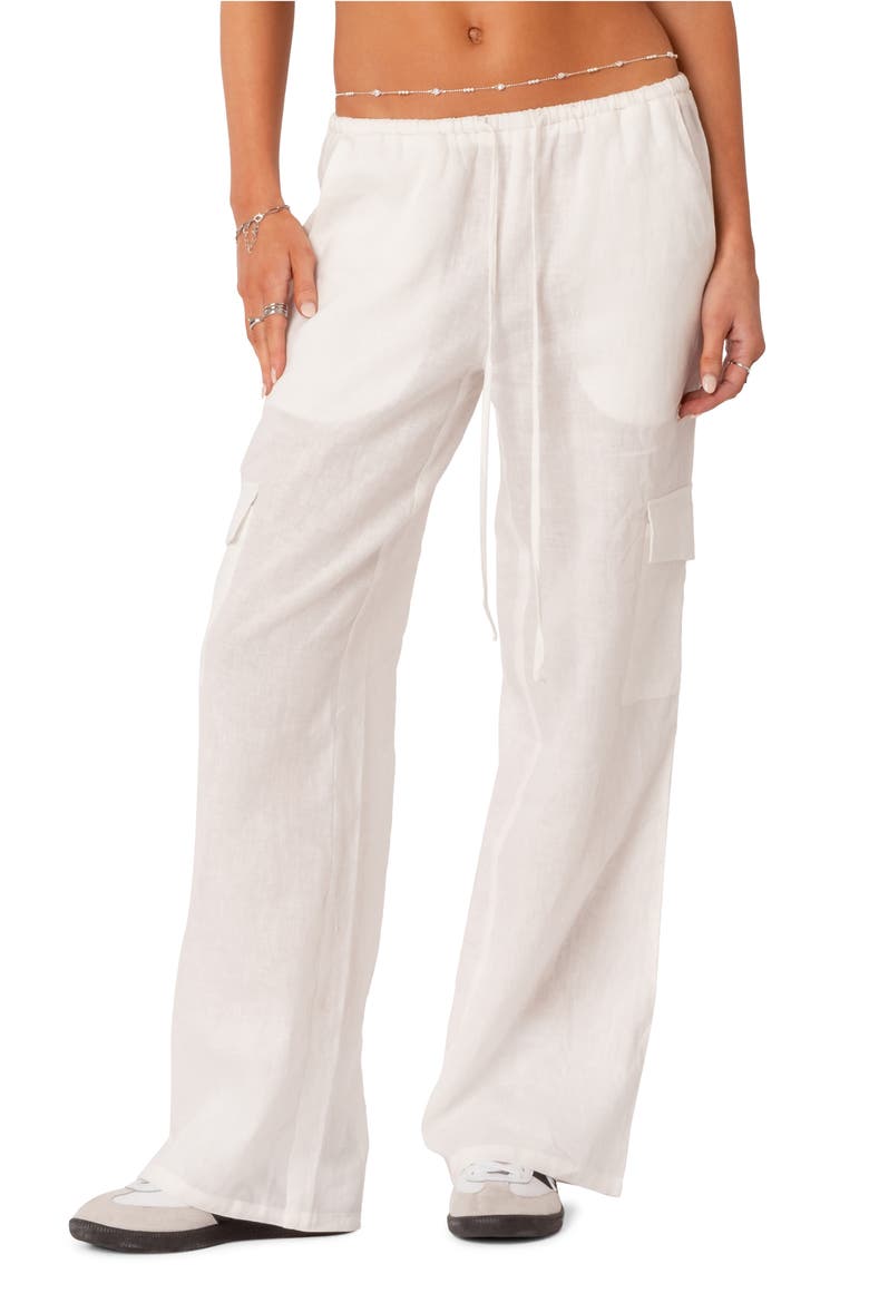 Lyric Cotton Cover-Up Cargo Pants, Main, color, WHITE