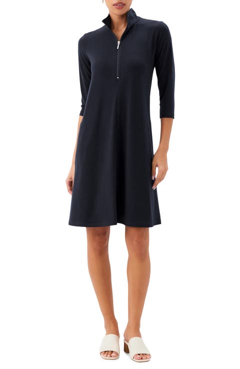 Half Zip Travel Jersey Dress (Regular & Petite)