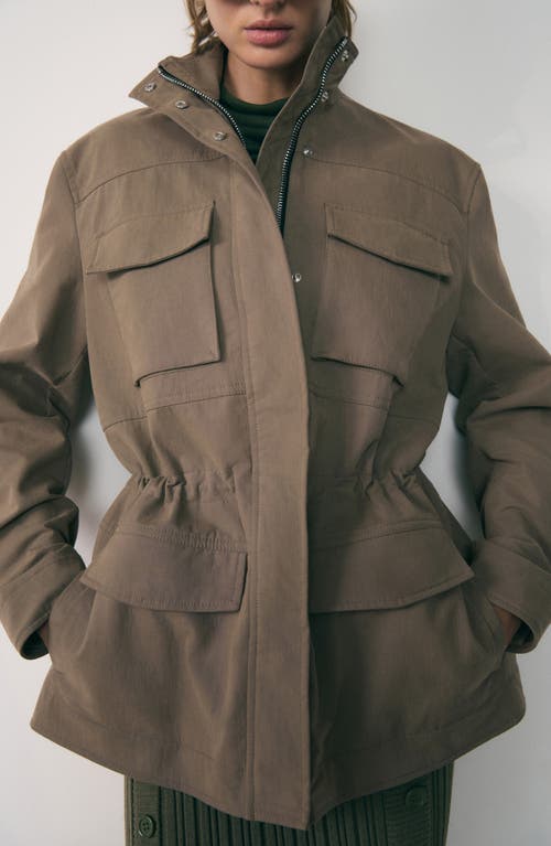 Mango Oversize Stand Collar Parka In Medium Brown