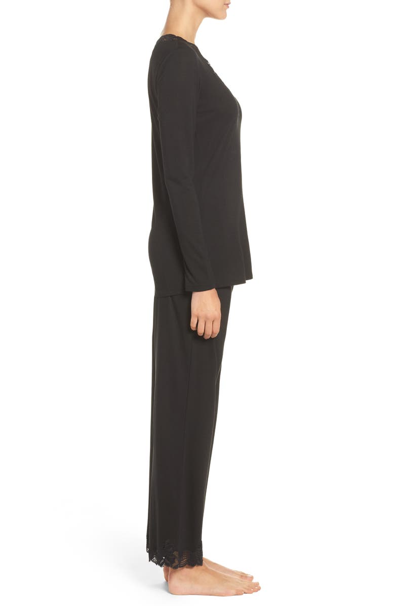 Natori Lace Trim Pajamas, Alternate, color, 