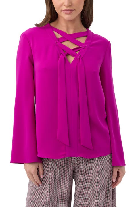 Picabella Lace Up Neck Top