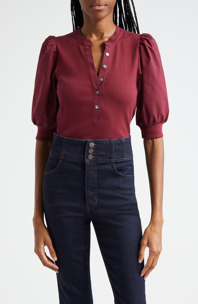 Veronica Beard Coralee Front Button Blouse, Main, color, Wine