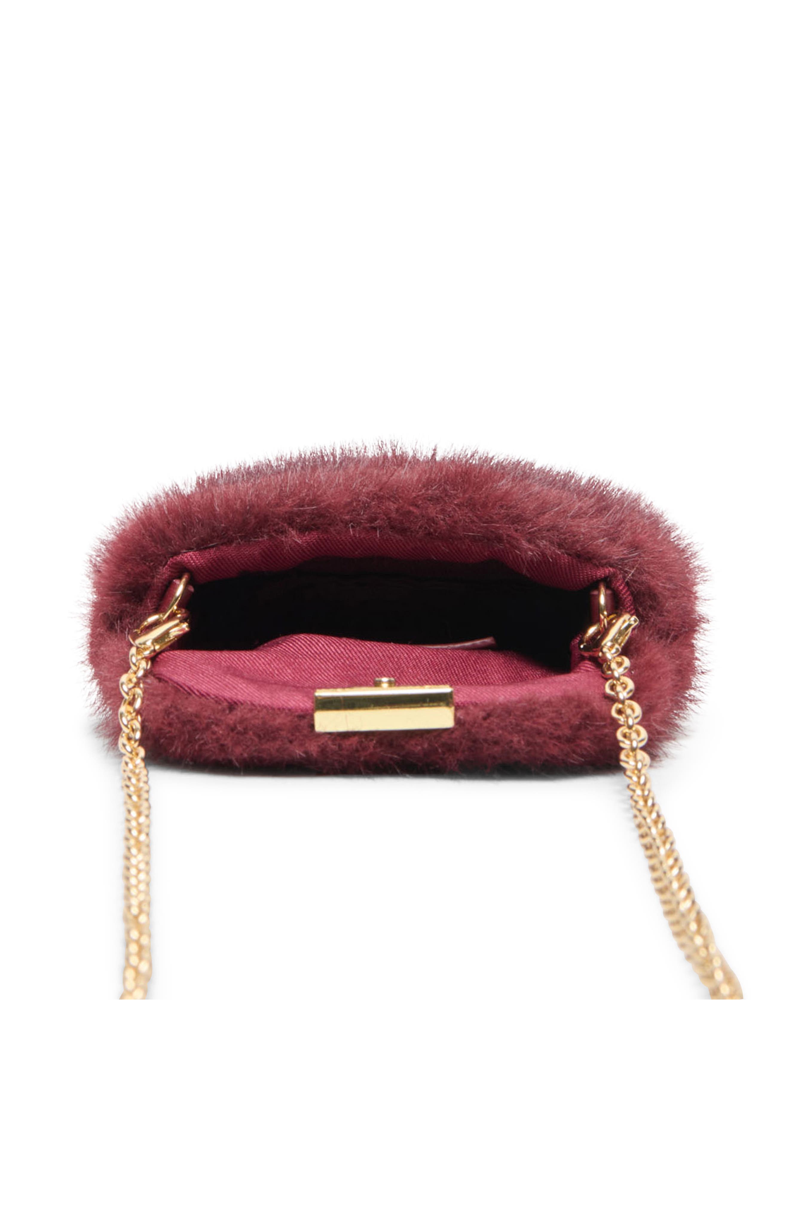 Brindi Faux Fur Crossbody Bag, Alternate, color, BURGUNDY