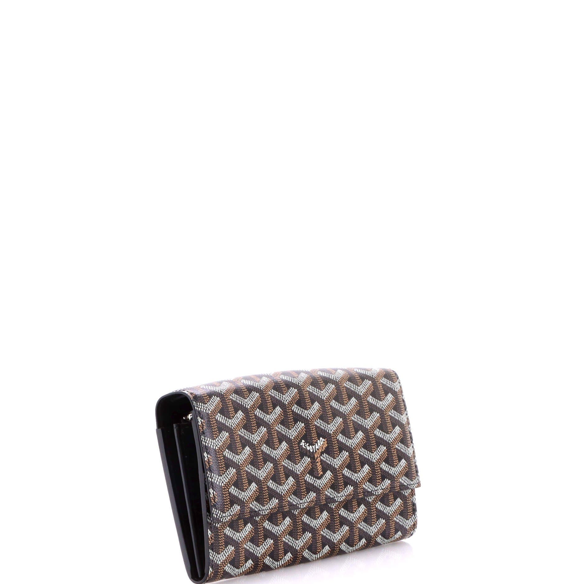 Pre-Owned Goyard Varenne Continental Wallet with Strap Coated Canvas, Alternate, color, Black