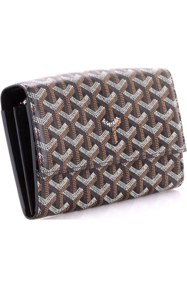 Pre-Owned Goyard Varenne Continental Wallet with Strap Coated Canvas, Alternate, color, Black