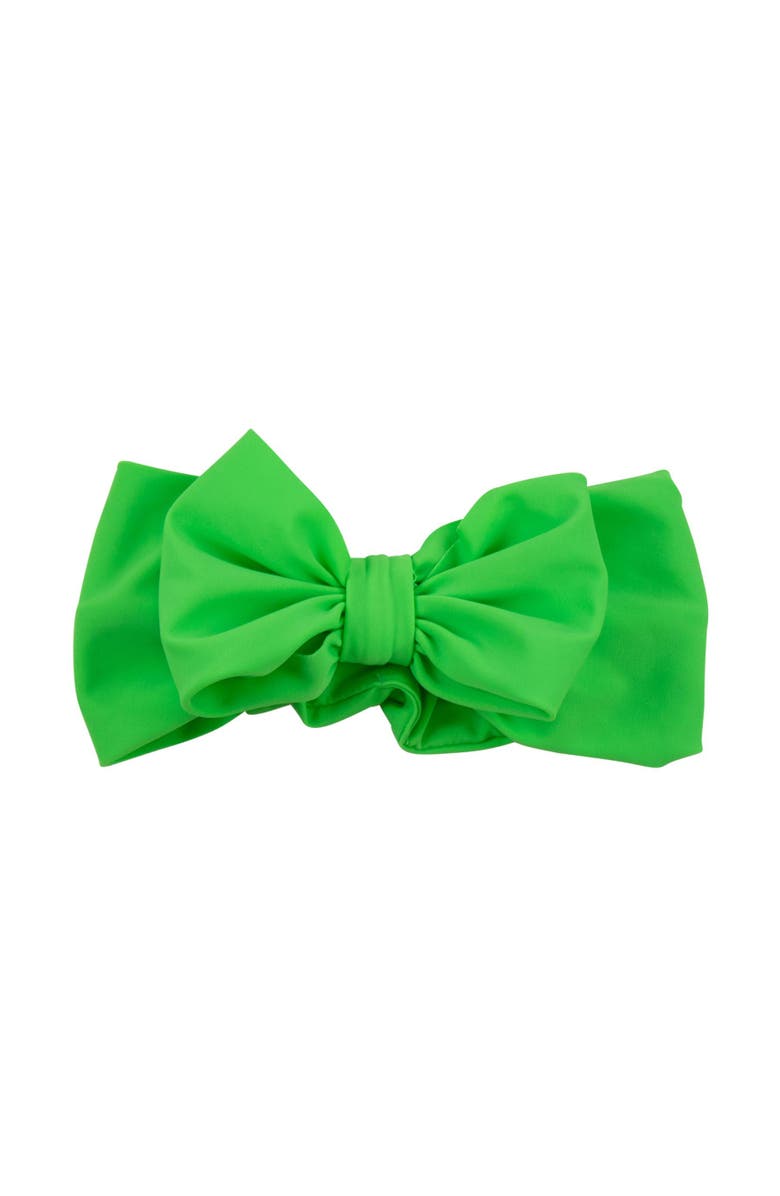 RuffleButts Girls UPF50+ Swim Bow Headband, Main, color, Neon Lime