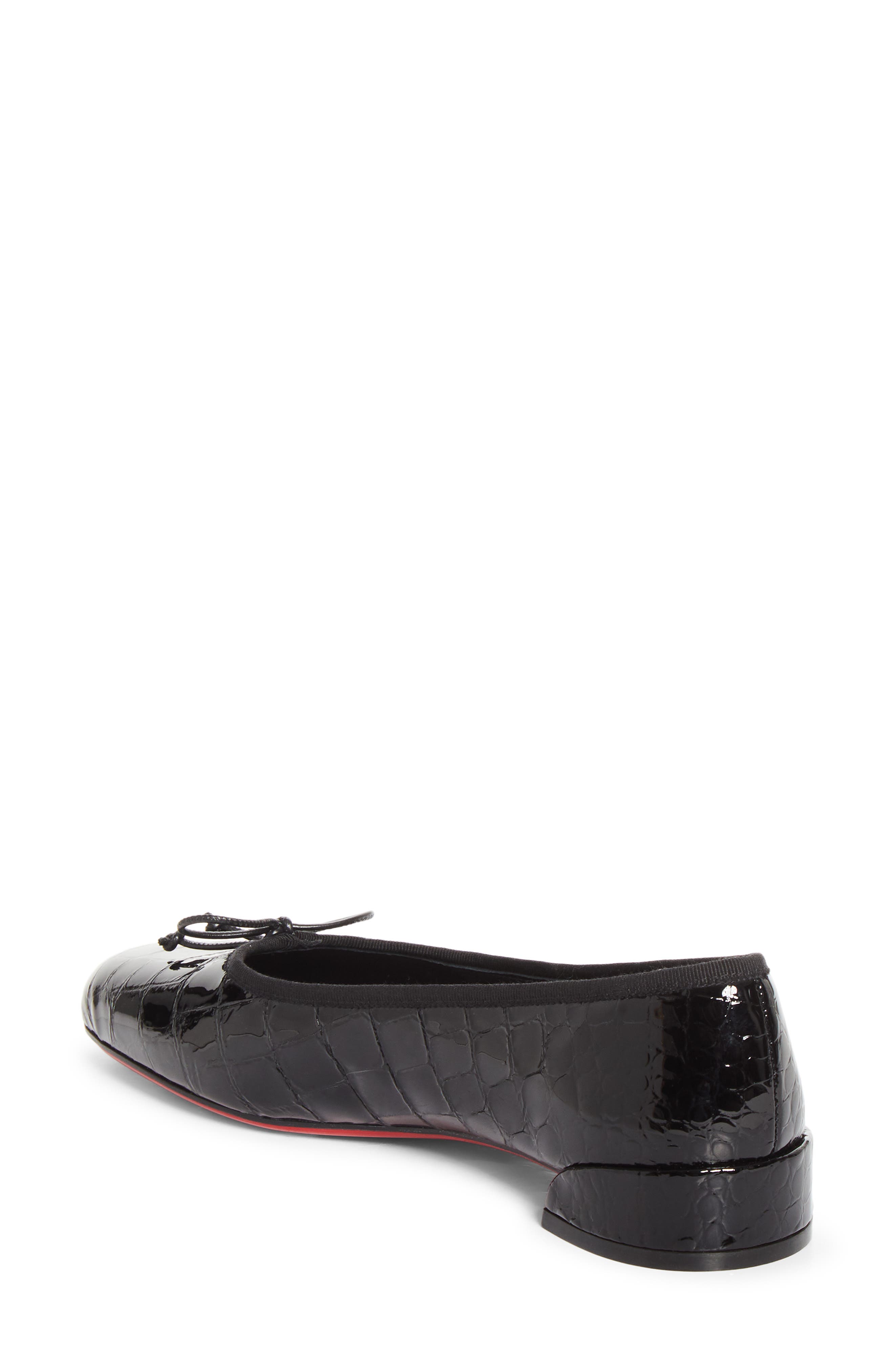 Sweetie Jane Croc Embossed Patent Leather Flat, Alternate, color, B439 BLACK/ LIN BLACK