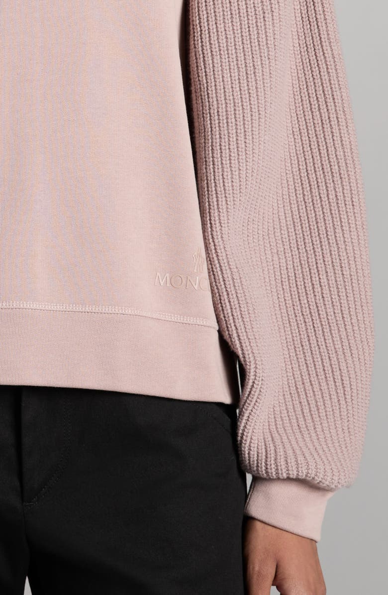 Moncler Mixed Media Virgin Wool & Cotton Sweatshirt, Alternate, color, 