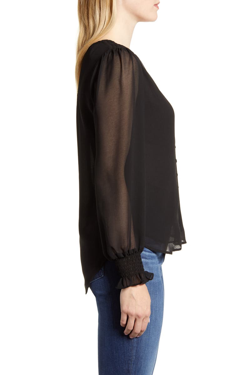 1.STATE Smocked Detail Button-Up Blouse, Alternate, color, 