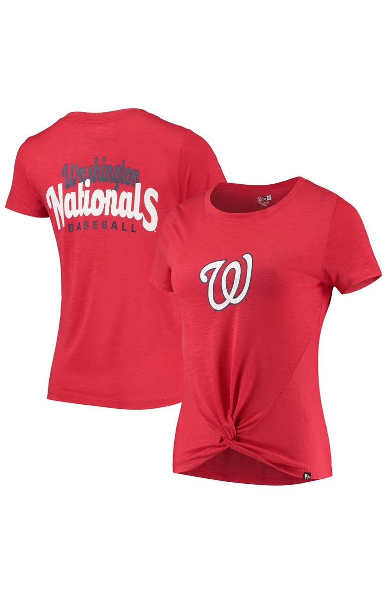 New Era Women's New Era Red Washington Nationals 2-Hit Front Twist Burnout T-Shirt, Main, color, Red