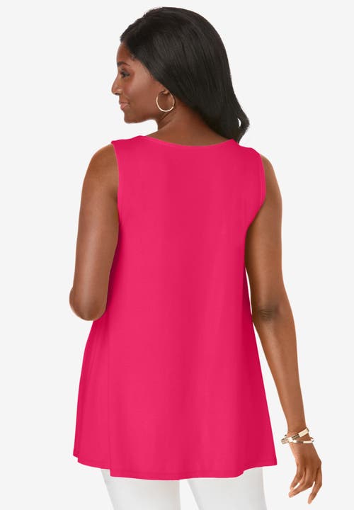 Jessica London Stretch Knit Sleeveless Swing Tunic In Gray