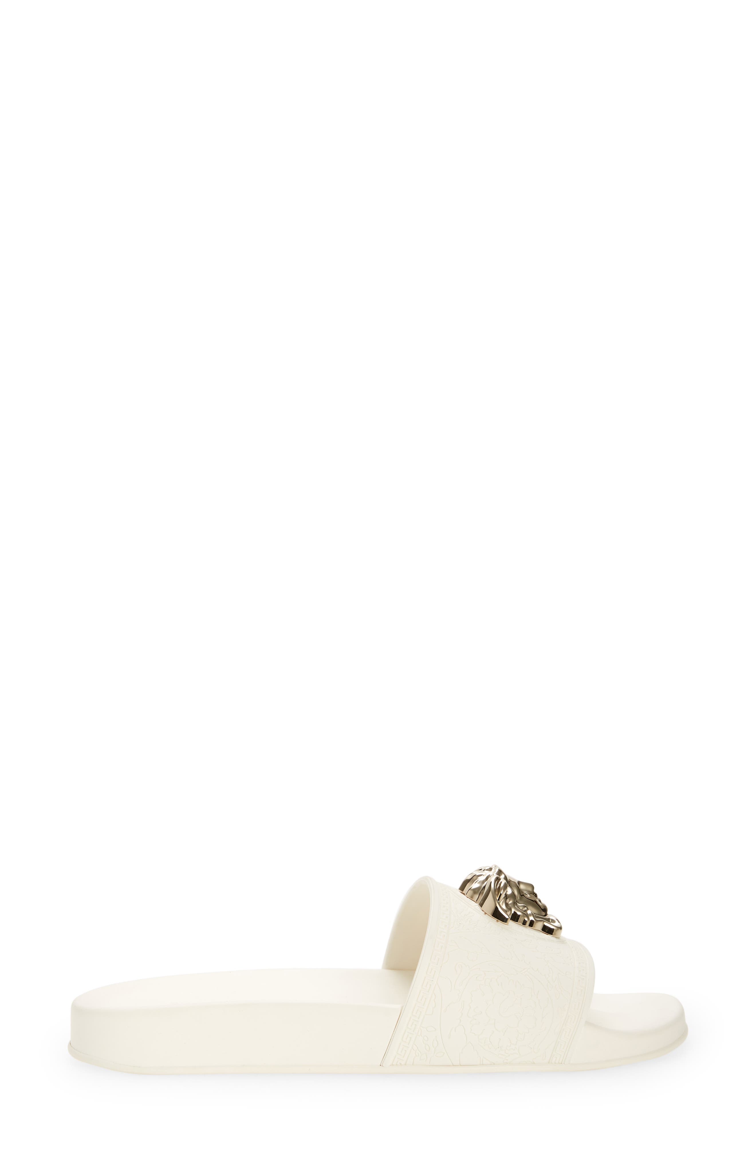 Medusa Slide Sandal, Alternate, color, WHITE- LIGHT GOLD