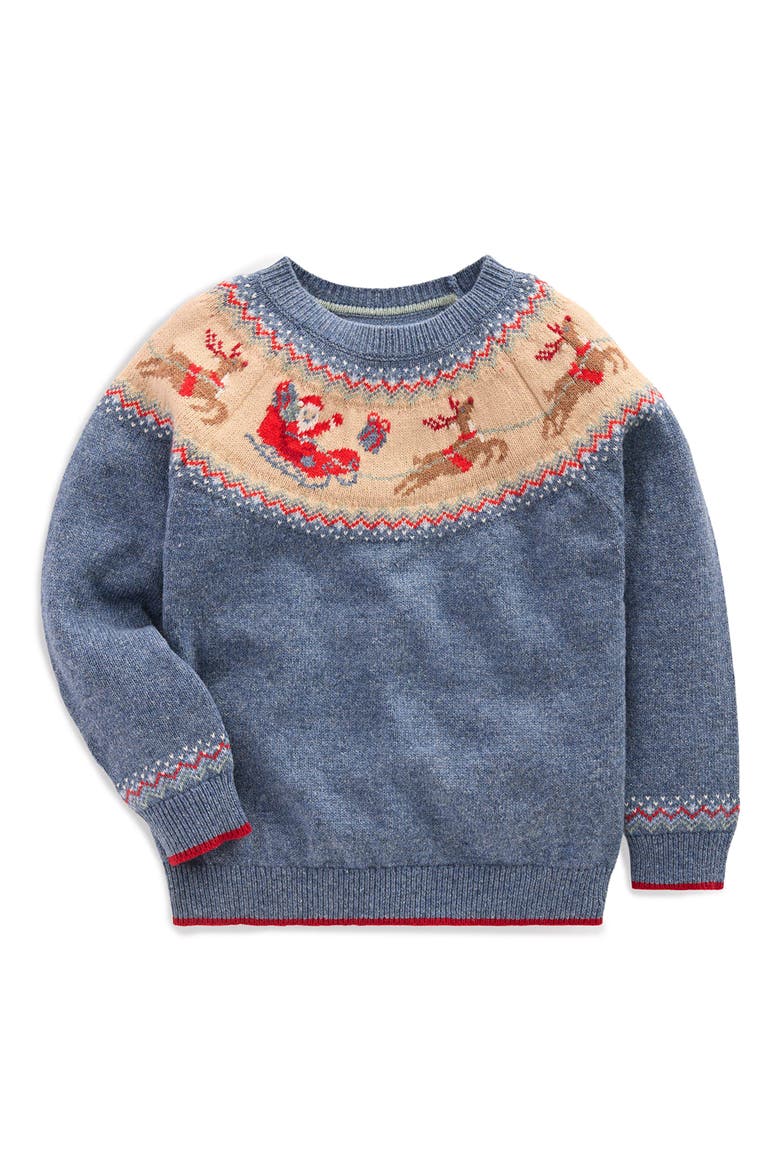 Kids' Fair Isle Sweater, Main, color, BLUE MARL, POLAR POST