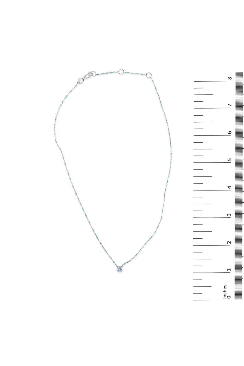 Sterling Silver Bezel Set Light Blue Aquamarine and Enamel Bead Chain Necklace, Alternate, color, Silver