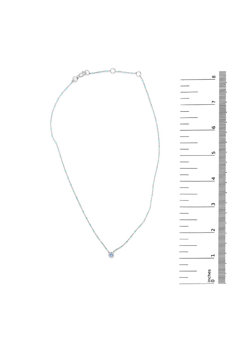 Haus of Brilliance Sterling Silver Bezel Set Light Blue Aquamarine and Enamel Bead Chain Necklace, Alternate, color, Silver