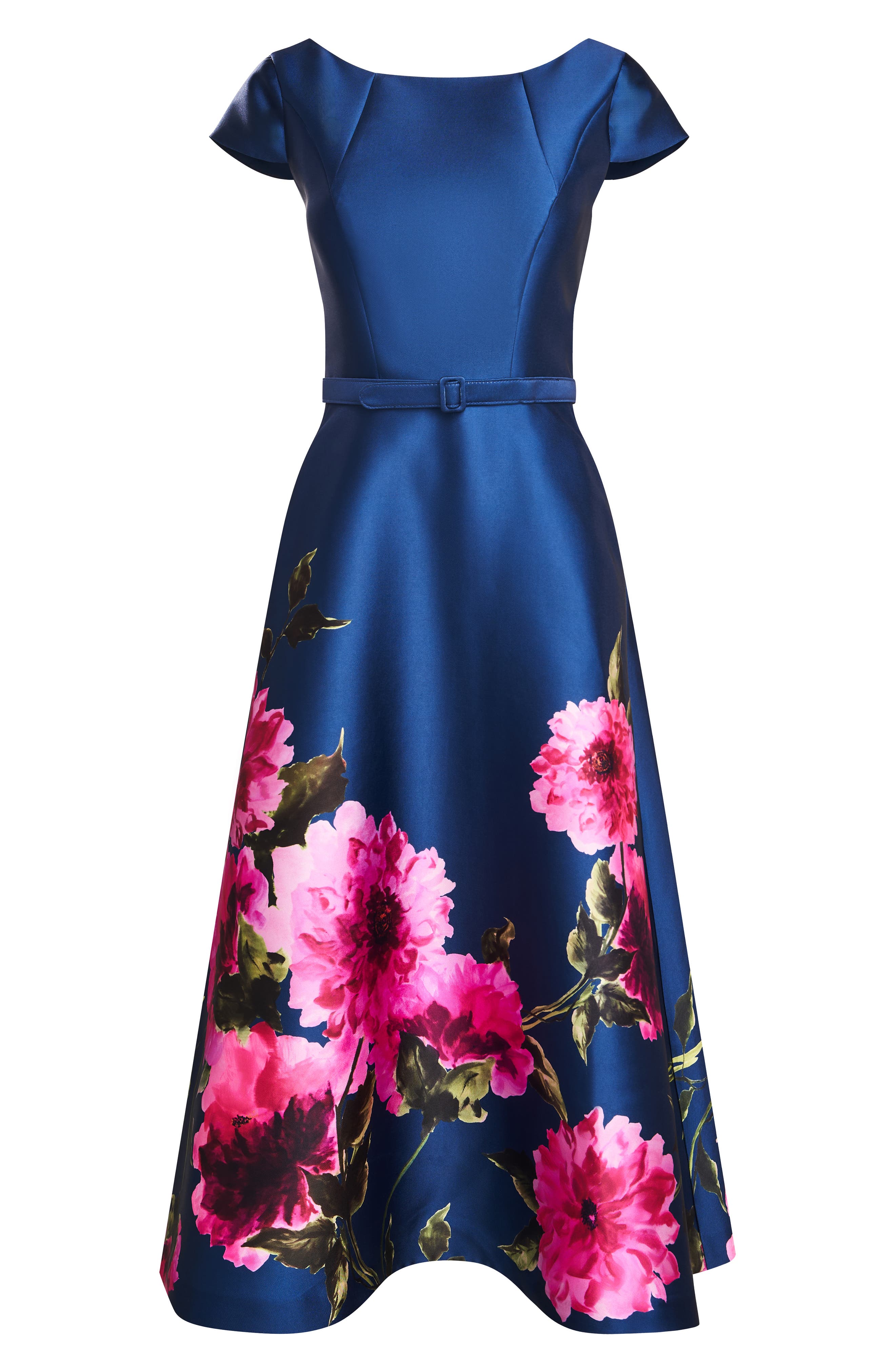 ina belted cocktail dress Kay Unger Ina Belted Cocktail Dress - Dark Ink/French Rose