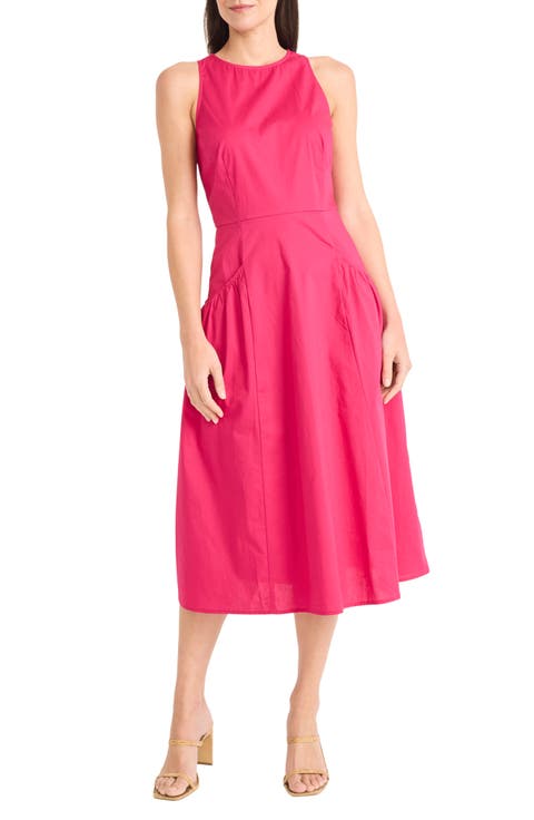 Jewel Neck Gathered Dress