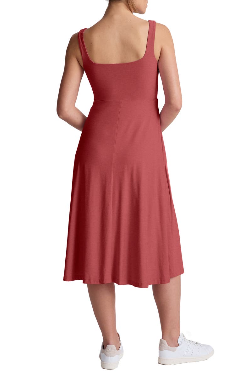Beyond Yoga Featherweight Square Neck Midi Dress, Alternate, color, Faded Rose Heather