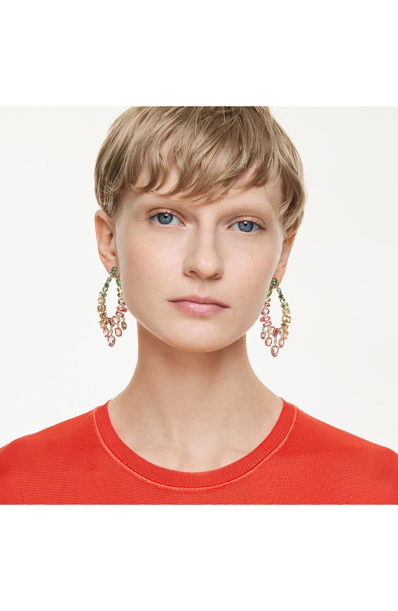 Swarovski Gema Crystal Hoop Earrings, Alternate, color, Gold/ Multi