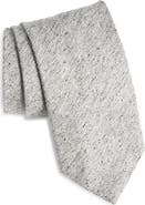 David Donahue Grey Mélange Silk Herringbone Tie