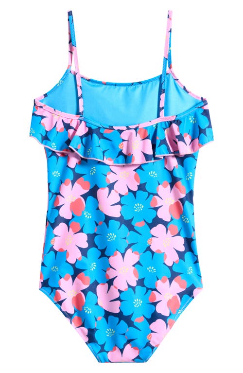 Shop Boardies Kids' Sully Ruffle One-piece Swimsuit In Blue Multi