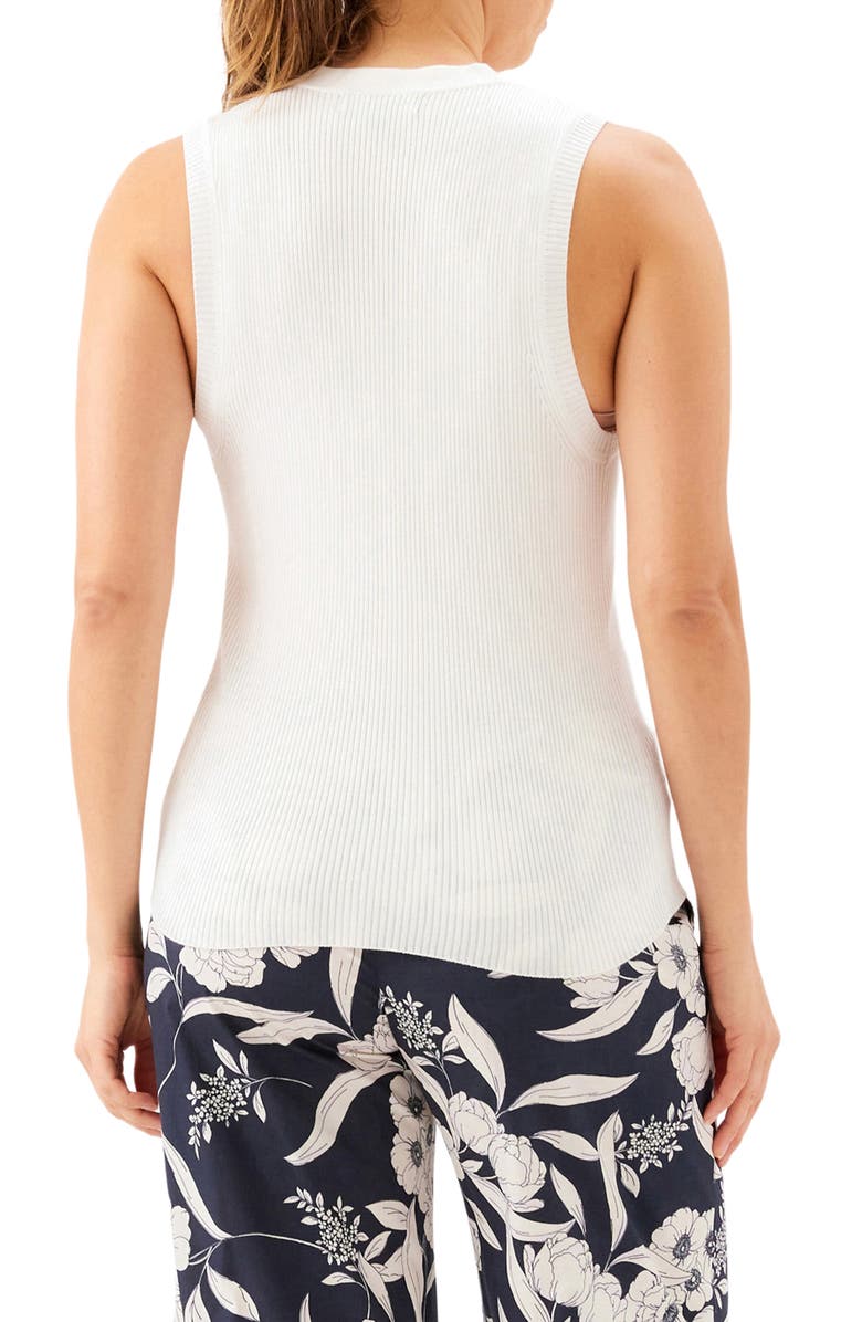 Karen Kane Ruffle Detail Rib Sleeveless Sweater, Alternate, color, Off White