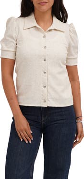 CYRUS Puff Sleeve Button Front Shirt