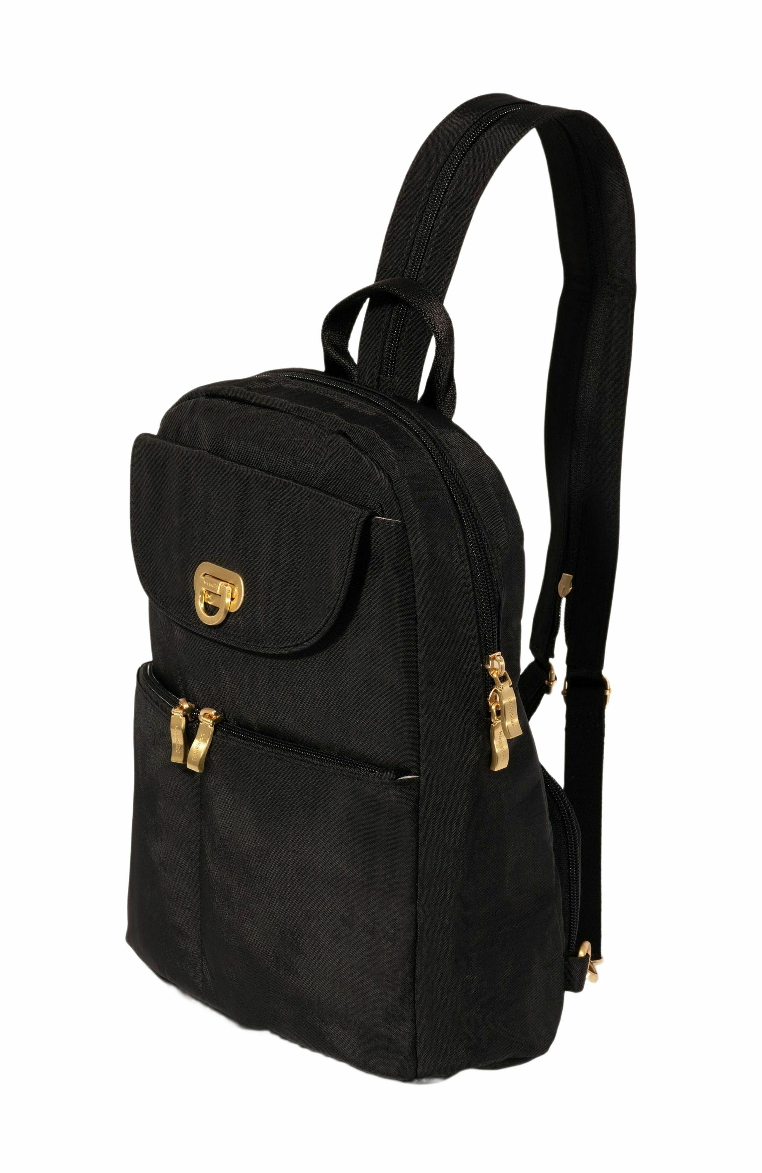 BAGGALLINI Coastal Flip Lock Day Pack, Alternate, color, Black With Gold Hardware