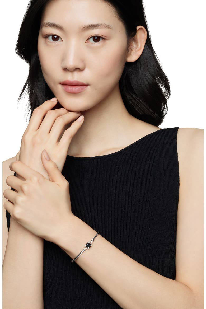 Chatelaine® Bracelet in Sterling Silver with Semiprecious Stones and Diamonds, 3mm, Alternate, color, BLACK ONYX
