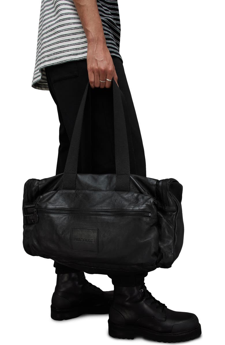 AllSaints Soma Holdall Leather Travel Duffle Bag, Alternate, color,