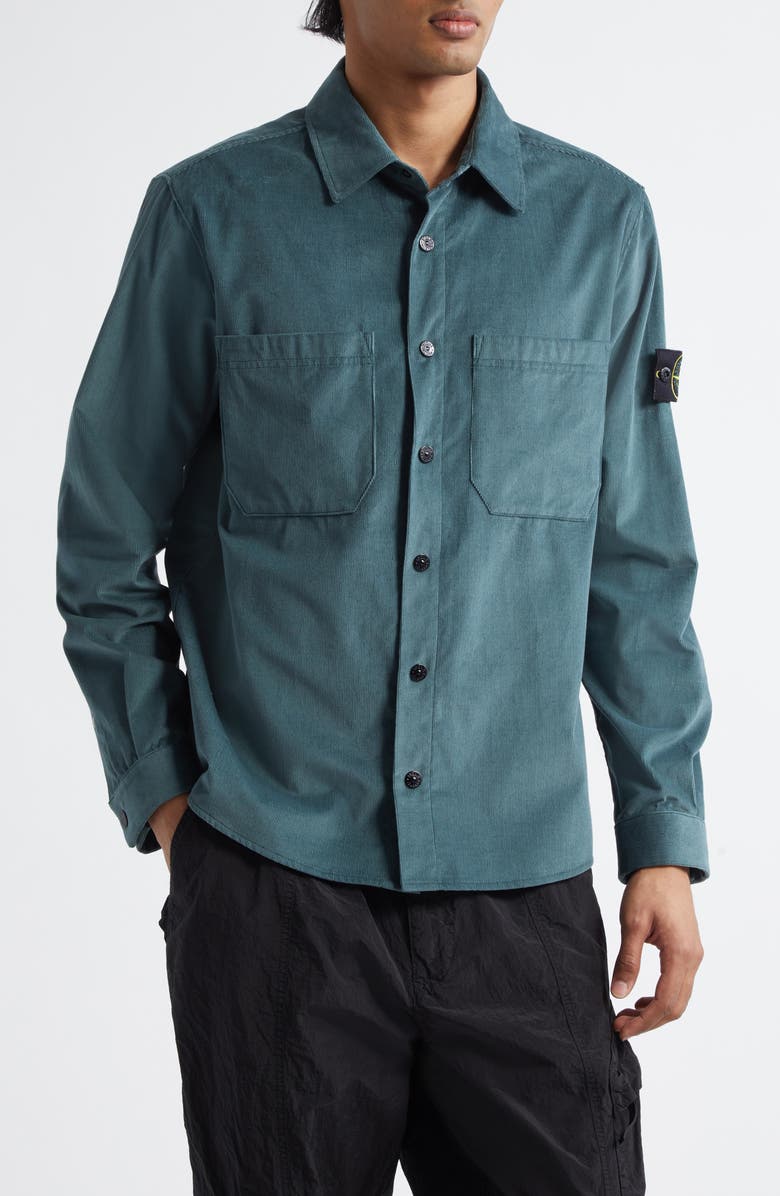 Stone Island Compass Logo Patch Corduroy Overshirt, Main, color, 