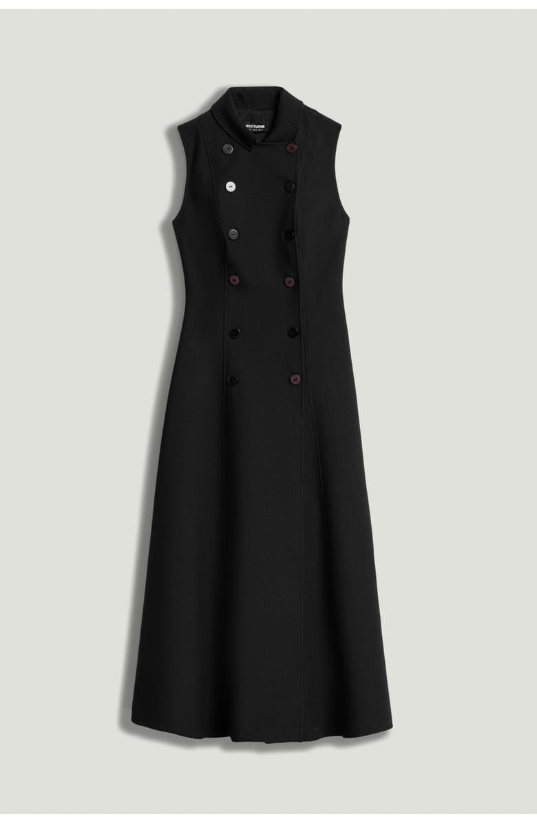 Nocturne Sleeveless Double-Breasted Midi Dress, Alternate, color, Black
