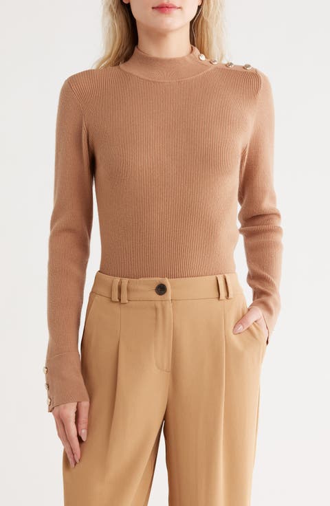 The Naya Button Shoulder Rib Sweater
