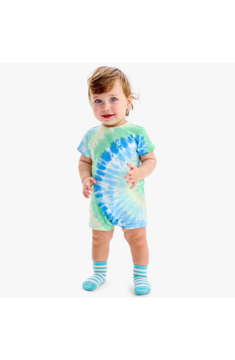 Primary Baby Pocket Shortie In Tie-Dye, Alternate, color, Cool Tie Dye Spiral