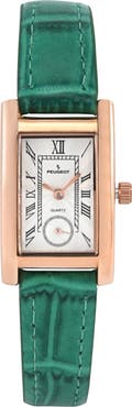 Peugeot Vintage Tank  Remote Sweep Leather Watch- 20x35MM