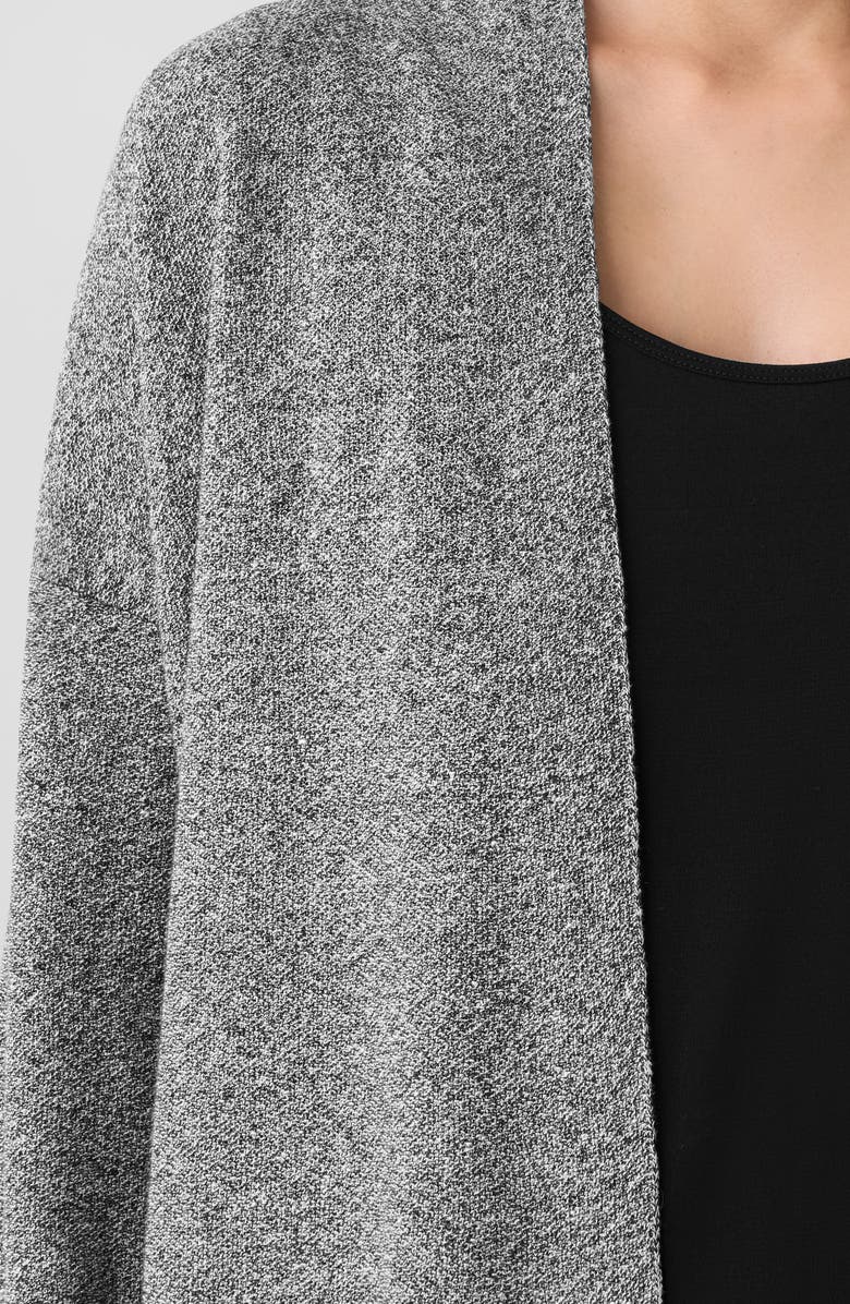 Eileen Fisher Organic Linen Blend Open Front Cardigan, Alternate, color, Black/ White